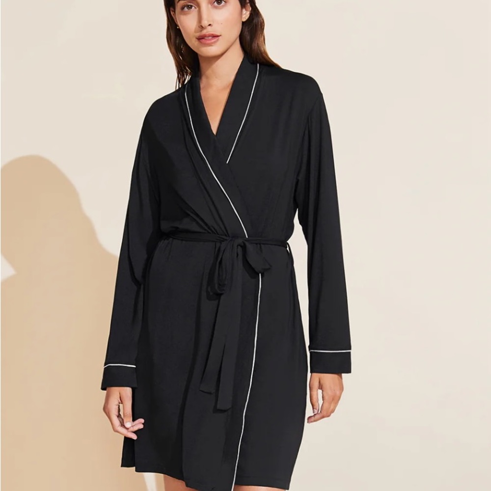 Eberjey Black Robe with White Trim